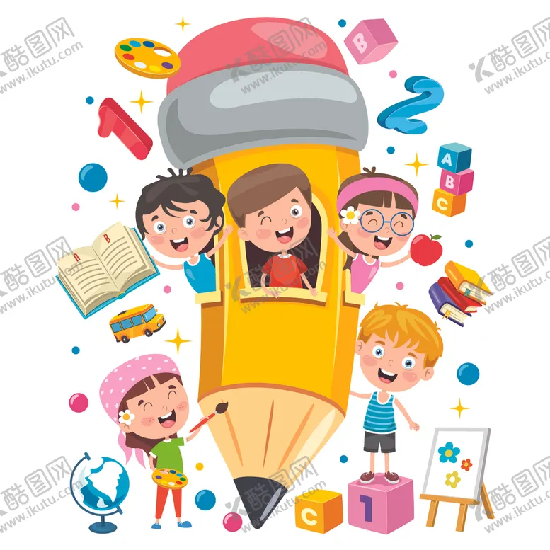 编号：13810707021337553167【酷图网】源文件下载-卡通开学学生