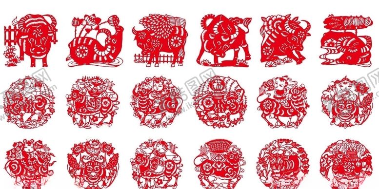 编号：96136709290536034236【酷图网】源文件下载-中国中式传统生肖牛剪纸