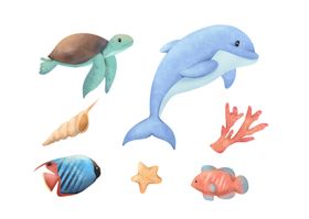 海洋生物插画海报