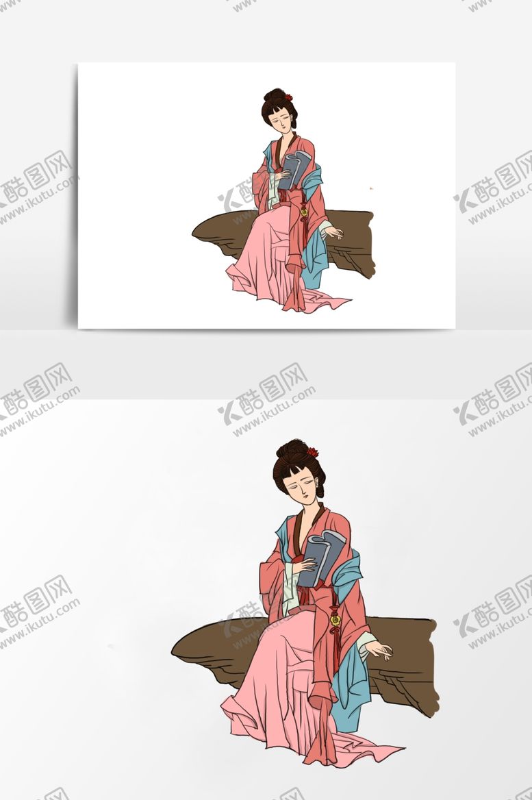 编号：70097610240533438365【酷图网】源文件下载-淡彩国画人物