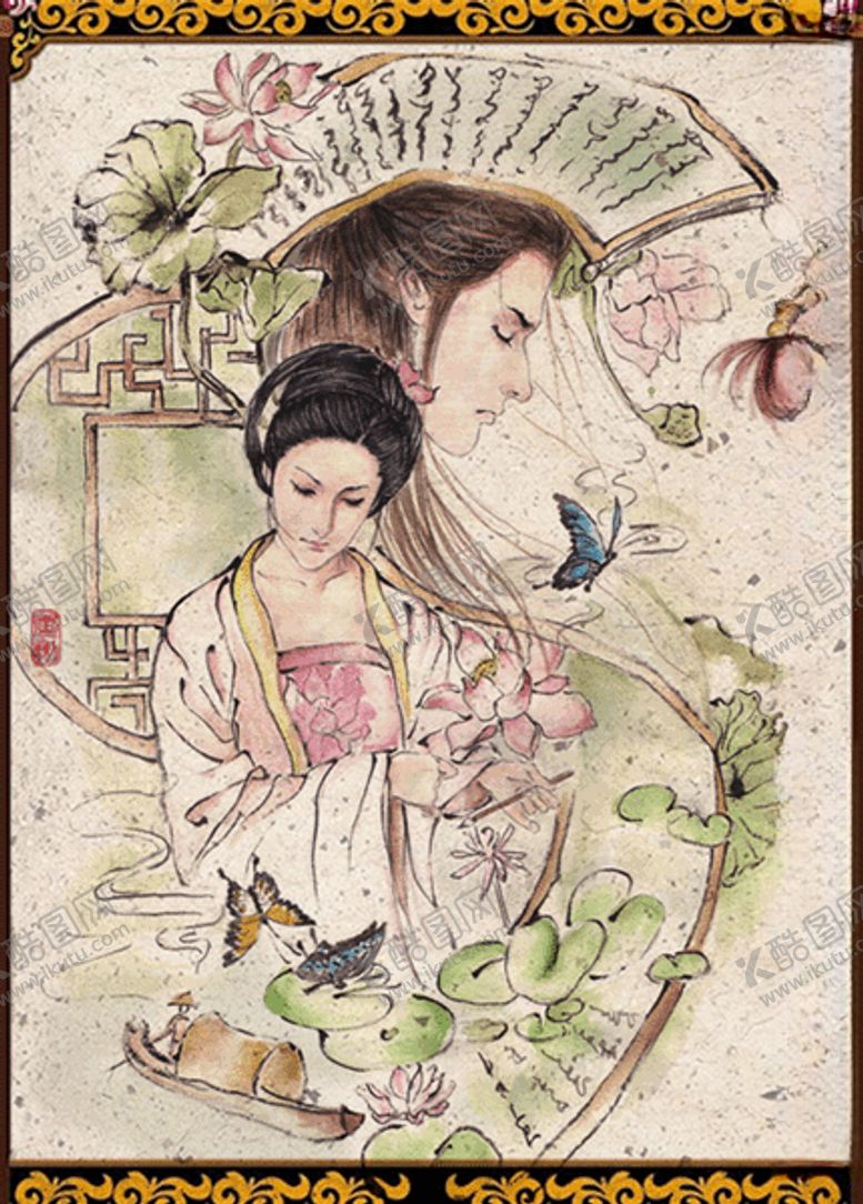 编号：48959406162327124376【酷图网】源文件下载-古装美女插画图片