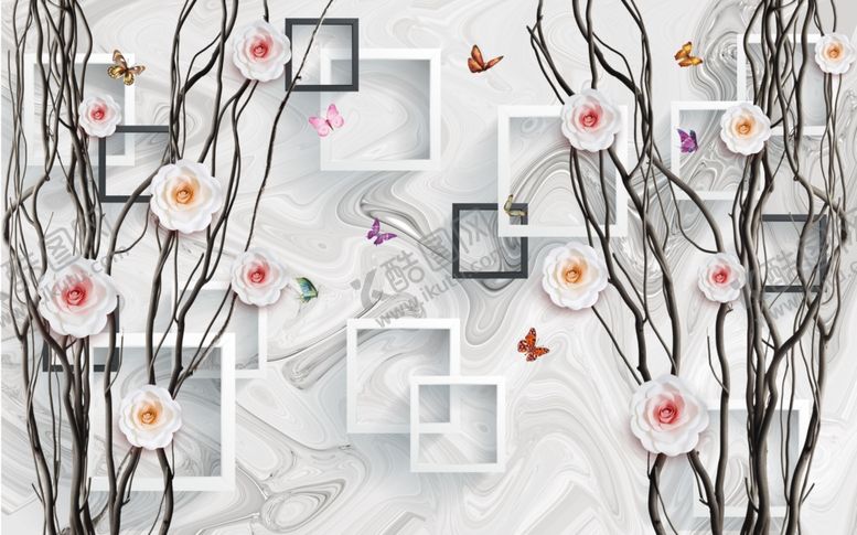 编号：78086609200925298131【酷图网】源文件下载-3D立体花卉背景