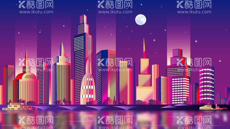 编号：97769712100319413302【酷图网】源文件下载-城市夜景插画