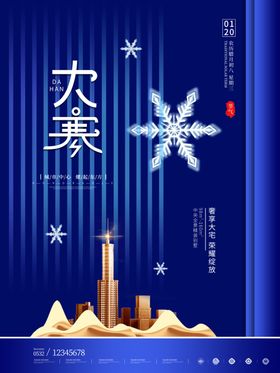 创意简约大寒房地产行业宣传海报