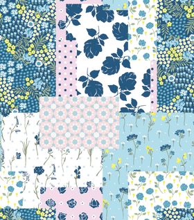 清新花卉格子拼接图案