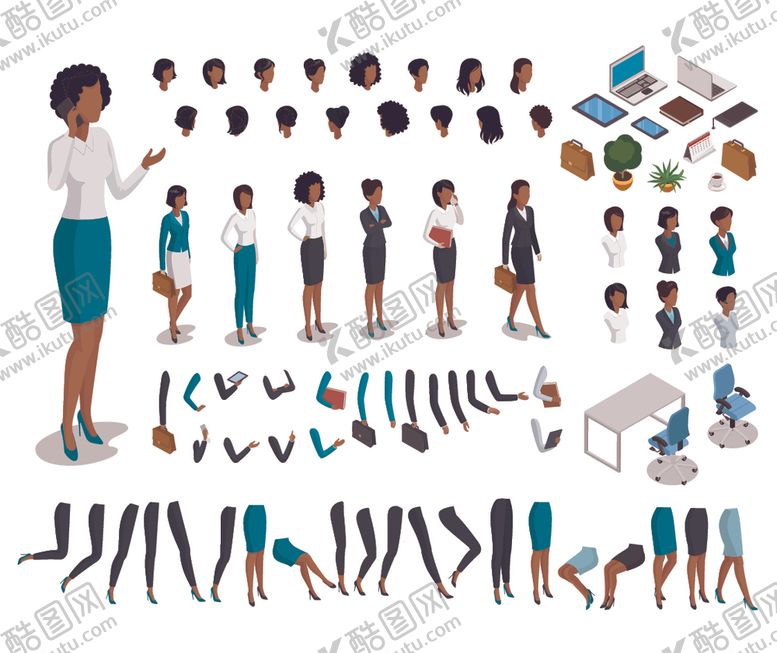 编号：43418710150016319456【酷图网】源文件下载-卡通商业商务白领人士人物