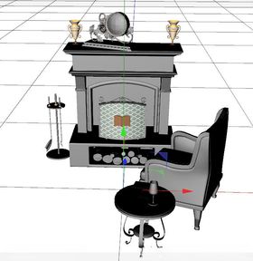 C4D模型客厅壁炉火炉