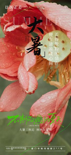 大暑传统节气荷花数字艺术海报
