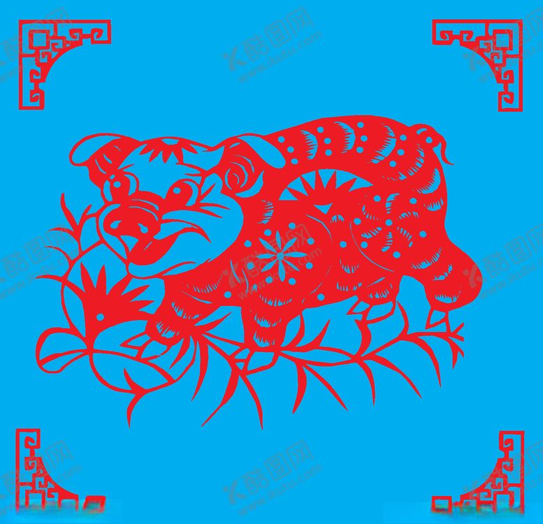 编号：66654210020112214833【酷图网】源文件下载-猪剪纸