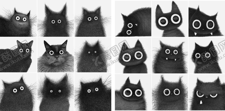 编号：88287110071852004584【酷图网】源文件下载-黑猫表情集合