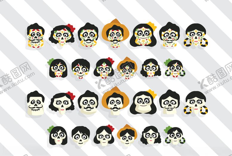 编号：83800105060544308698【酷图网】源文件下载-万圣节糖骷髅头像