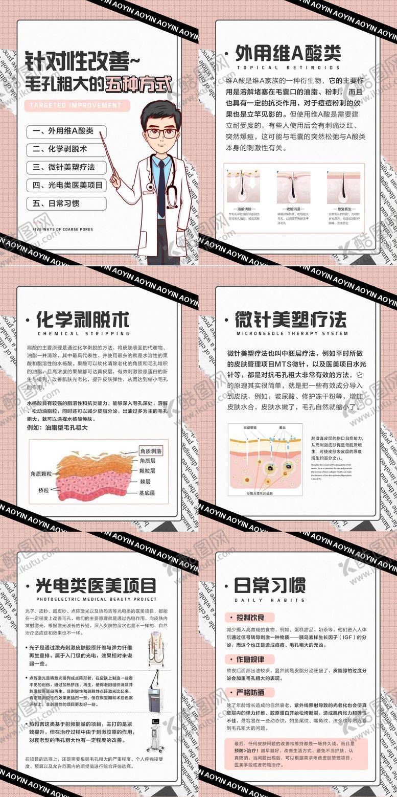 编号：12532601112250241785【酷图网】源文件下载-改善毛孔粗大小常识干货分享海报