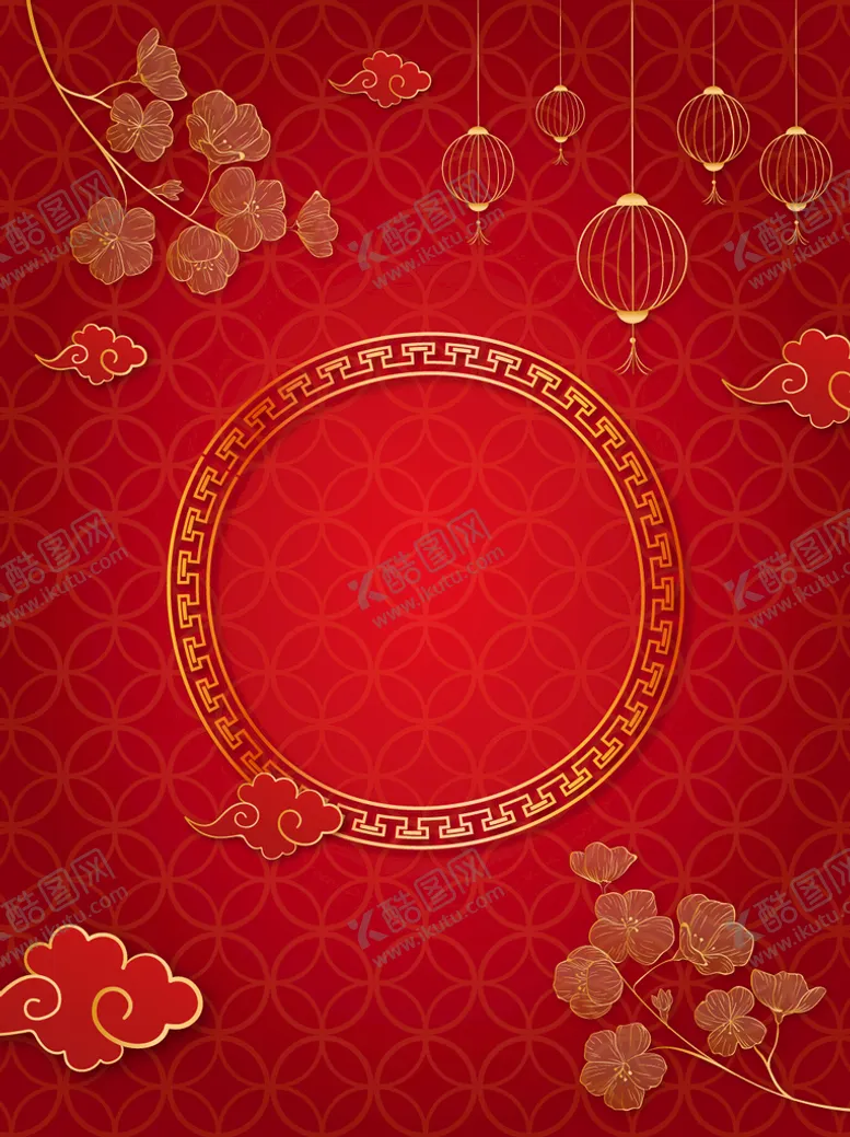 编号：50697109190325210794【酷图网】源文件下载-红色春节新年中式中国风装饰图案