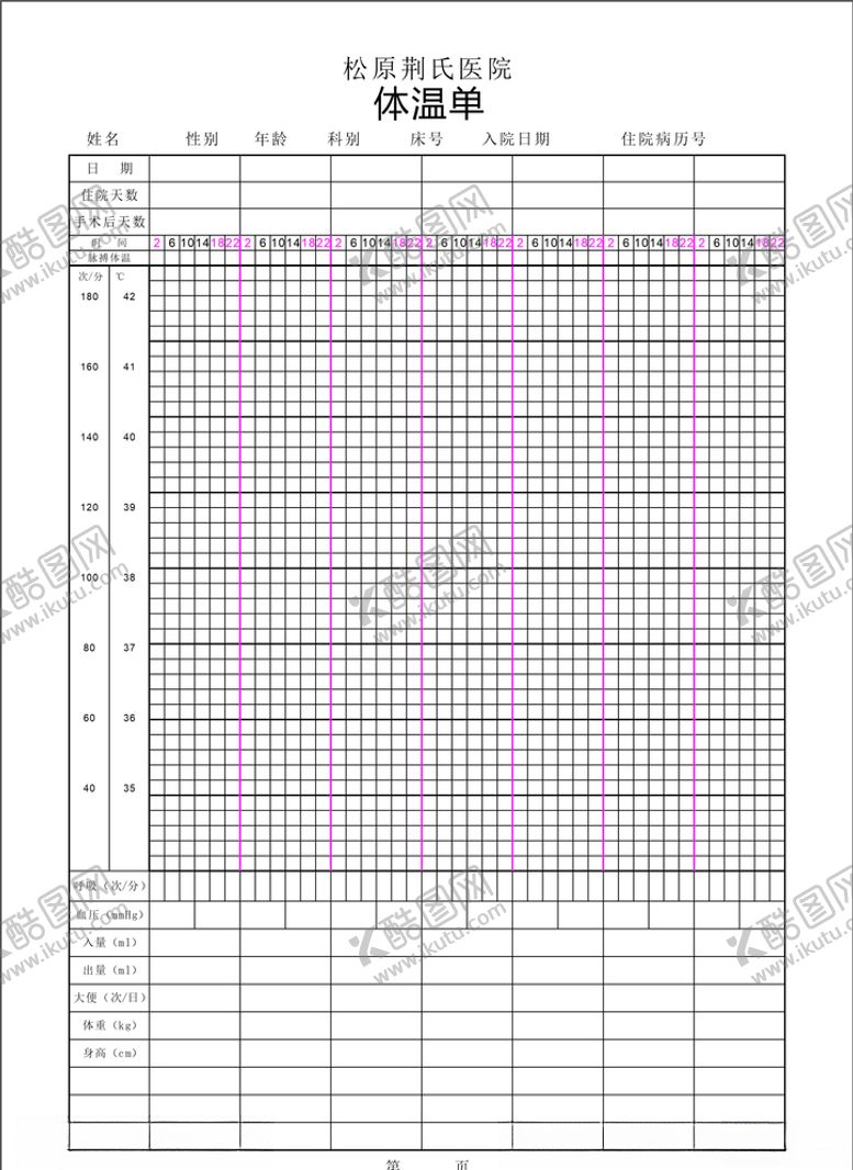 编号：27982206250106179224【酷图网】源文件下载-体温单