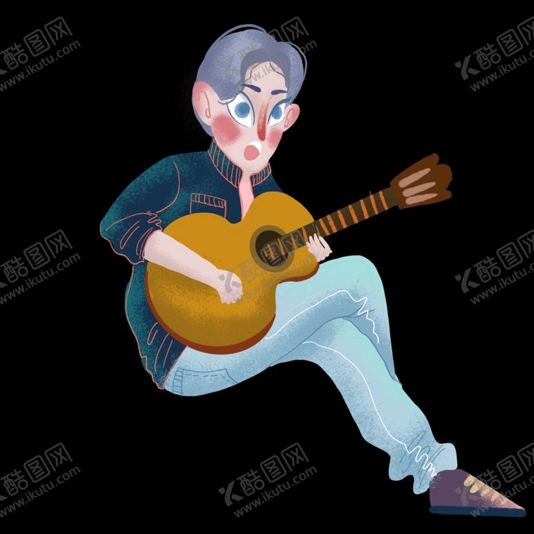 编号：21739109082209572187【酷图网】源文件下载-弹吉它青年