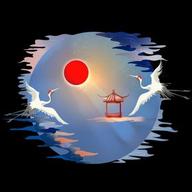 手绘飞鹤