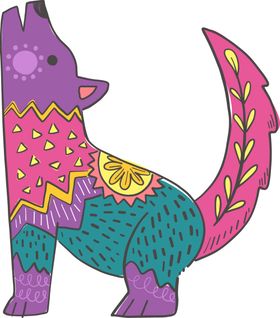 亡灵节卡通形象手绘彩色插图多彩