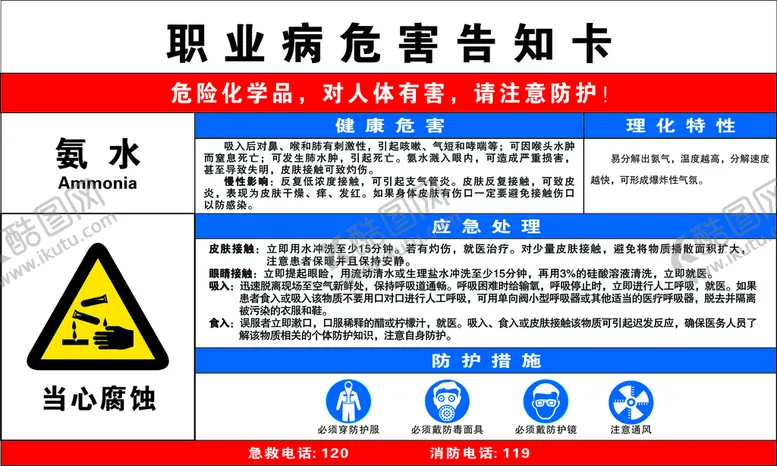 编号：10997202131650369010【酷图网】源文件下载-氨水危险告知卡