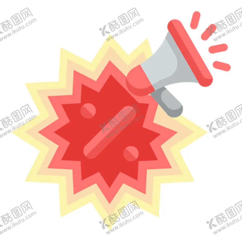编号：93867209141710190628【酷图网】源文件下载-线上购物图标喇叭爆炸贴网购
