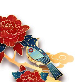 国潮花鸟素材