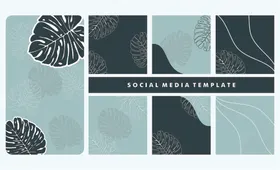 清新绿叶图案背景