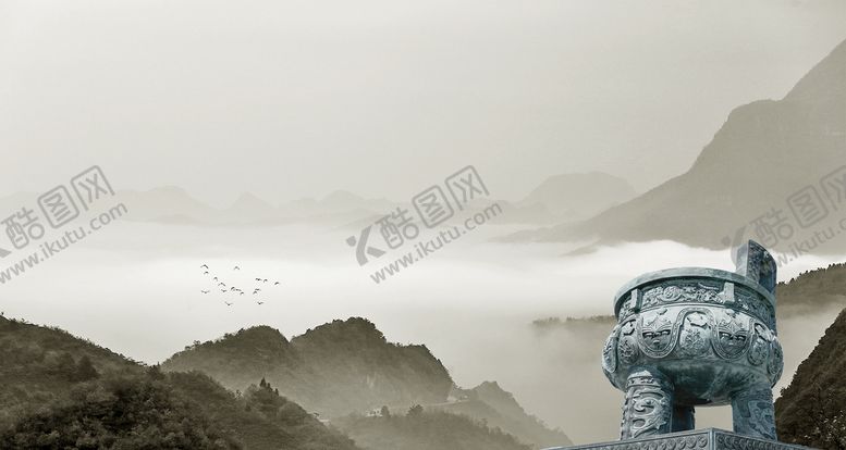 编号：75124609230137027346【酷图网】源文件下载-水墨山水海报背景 