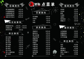 时尚黑色简洁清新菜单