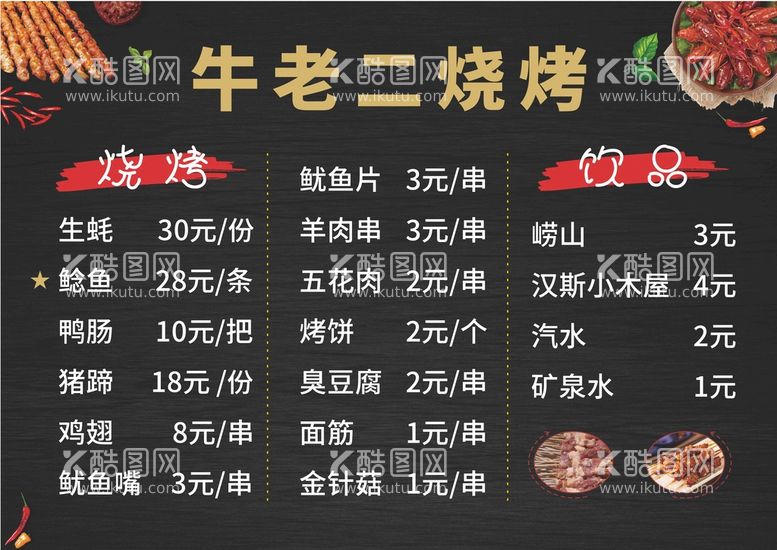 编号：10053501262040467919【酷图网】源文件下载-烧烤菜单