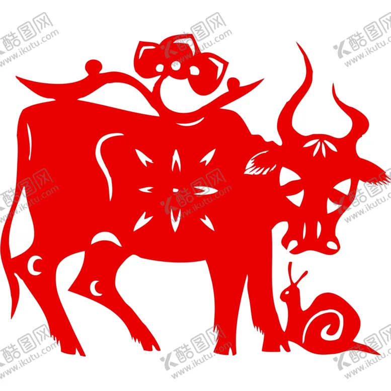 编号：39480104181104408395【酷图网】源文件下载-生肖牛剪纸