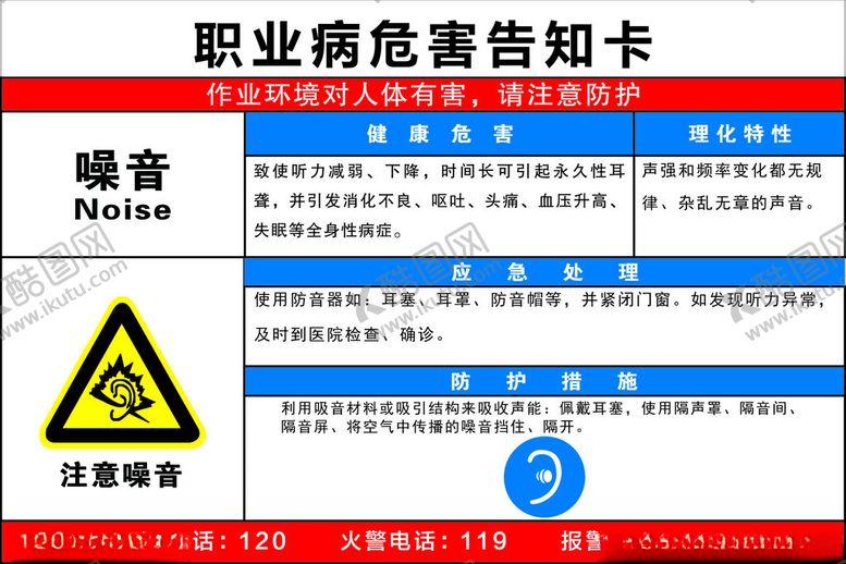 编号：65385301181724429462【酷图网】源文件下载-职业病危害告知卡噪音