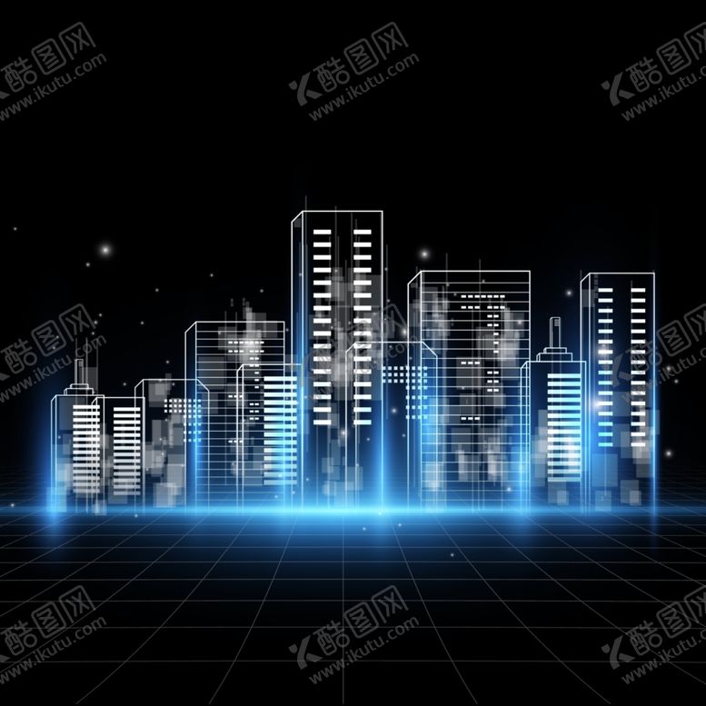 编号：31242306182049481329【酷图网】源文件下载-城市建筑远景蓝光背景合成素材