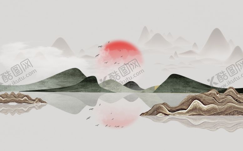 编号：70861210130729354067【酷图网】源文件下载-中式山水装饰画