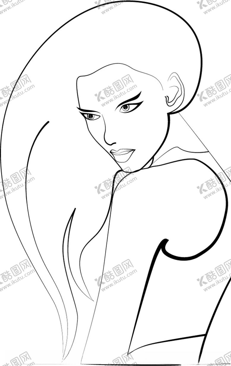编号：33213110231240354605【酷图网】源文件下载-美女线描图
