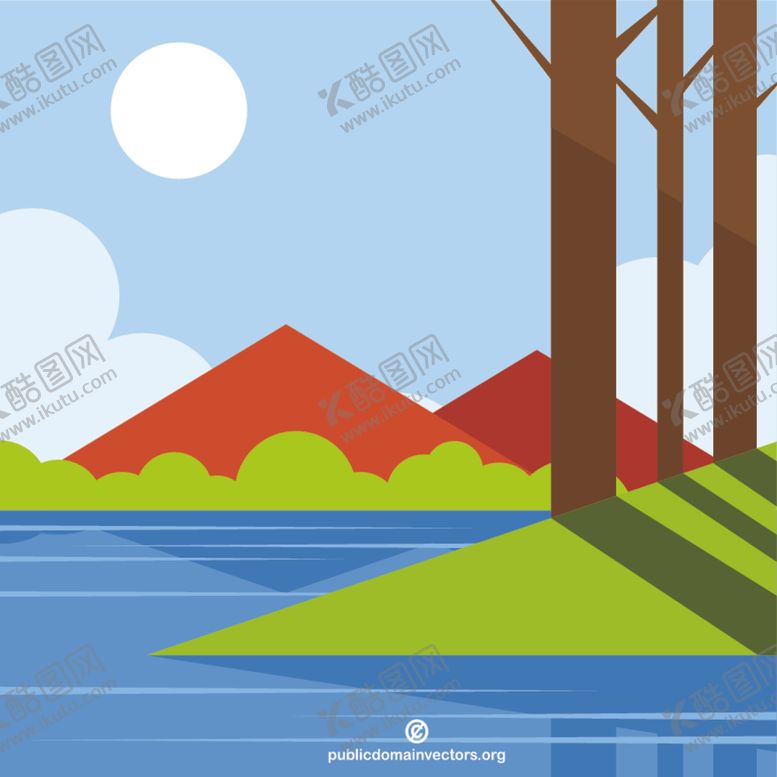 编号：25846110051653159661【酷图网】源文件下载-矢量天空与树木