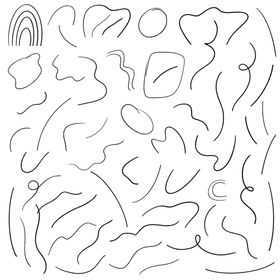 黑白矢量钢笔手绘波浪曲线