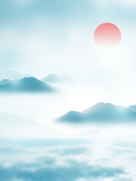 水墨画图片山水风景中国风展板现代新式江南烟雨意境