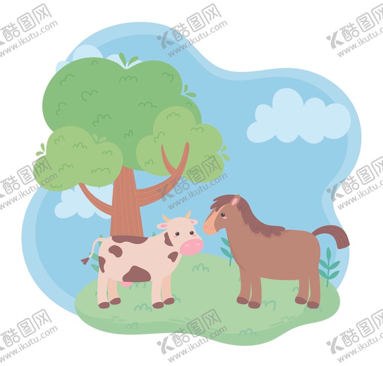 编号：24404504260404257053【酷图网】源文件下载-手绘淡彩动物