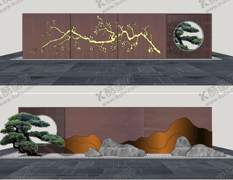 编号：76020509270542138495【酷图网】源文件下载-禅意意境景墙