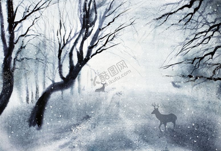 编号：86363809191216438478【酷图网】源文件下载-森林麋鹿背景墙