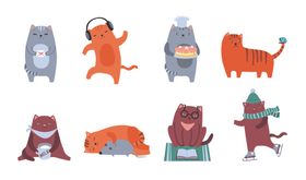 猫卡通宠物小素材线条小插画