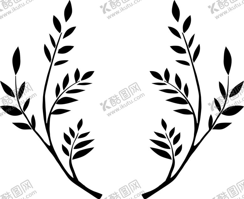 圆形花环纹团树叶枝叶