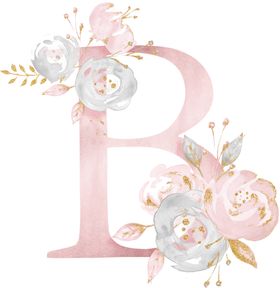 金粉鲜花字母数字素材
