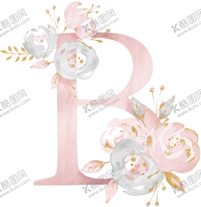 编号：39511607021538267698【酷图网】源文件下载-金粉鲜花字母数字素材