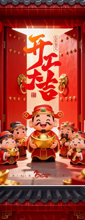春节新年迎财神开工大吉元宵节系列海报