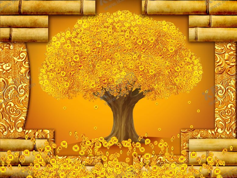 编号：64420009200831055122【酷图网】源文件下载-摇钱树电视背景墙