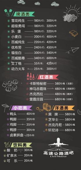 酒吧菜单