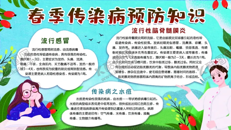 编号：11341803261312552128【酷图网】源文件下载-春季传染病预防知识