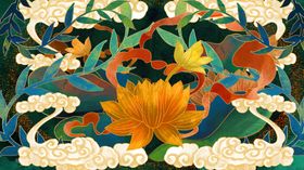 国潮祥云传统国风古风插画背景