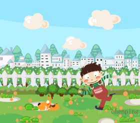 游乐场女孩儿童节原创插画