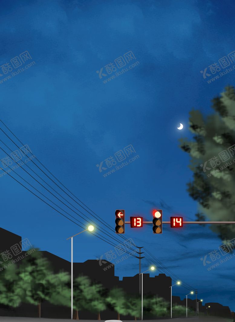 编号：31931805040848406985【酷图网】源文件下载-红灯十字路口插画